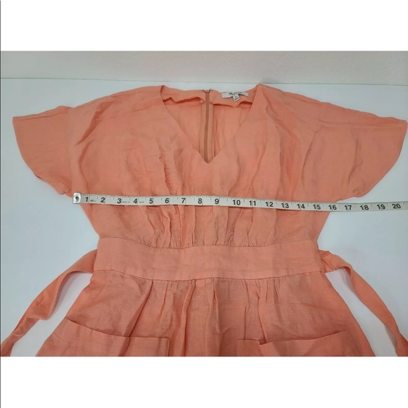 Madewell Linen Blend Dolman Sleeve Tie Waist Midi Dress Size 00 Womens - Picture 7 of 9